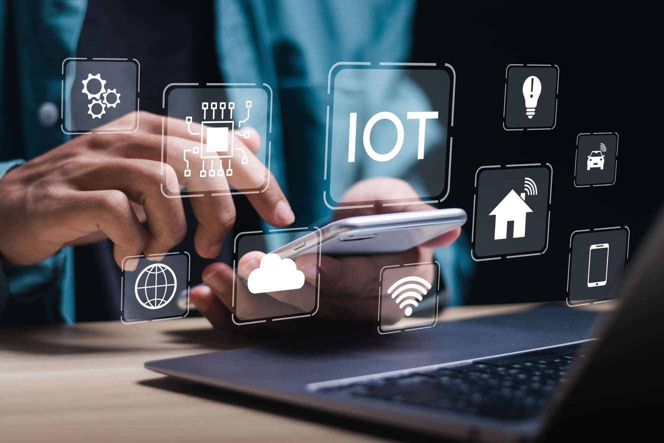 IoT solutions connecting smart devices, cloud platforms, and embedded systems for real-time data exchange